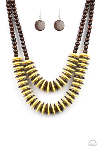 Paparazzi Dominican Disco Necklace - Yellow - ChiTown Chick Bling Boutique 